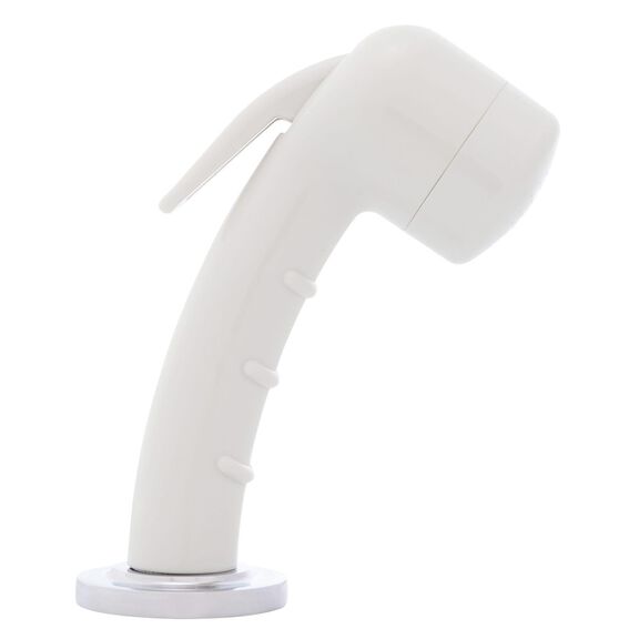 Deck-Mount Sprayer Small Warm White Sprayer No Hook, 6' White Rubber Hose, Ultra-Low Profile Holder image number 2
