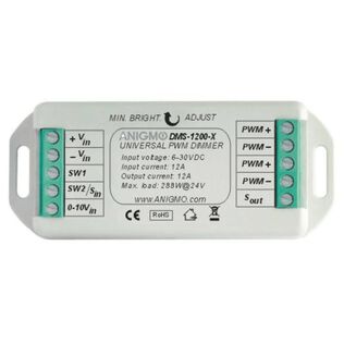DMS-1200 Universal Low Voltage LED Dimmer, 12A - 6-30VDC or 0-10V Control Input