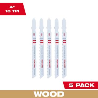 4" 10TPI T-Shank Wood Bi-Metal Jig Saw Blades, 5 Pack
