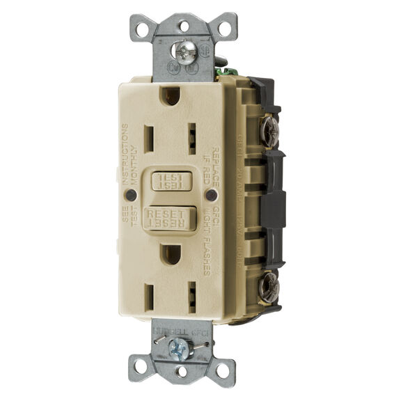 Hubbell Marine 15A 125V, Self Test, GFR, Ivory image number 0