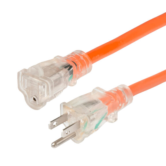 Marinco 50 Foot Lighted Extension Cord, 15 Amp, 16/3 AWG, Orange image number 0