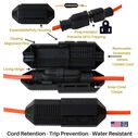CordSafe Plus Extension Cord Safety Cover, Water Resistant Plug Protector, Black, 2-Pack image number 5
