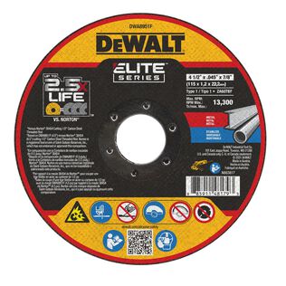 DEWALT Elite Series 4-1/2" x .045" Ceramic Abrasive Chop/Cut-Off Blade with 7/8"Arbor For Stainless & Mild Steel Cutting