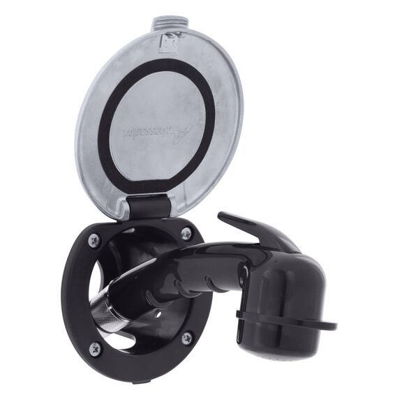 Recessed Shower Black Cup with Stainless Steel Lid w/Gasket, Small Black Sprayer, 6' Black Rubber Hose image number 1
