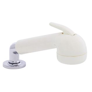 Deck-Mount Sprayer Large Warm White Sprayer No Hook, w/Elbow, 10' White Rubber Hose, Low Profile Holder