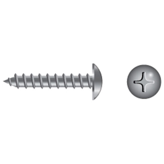 #10 X 1 1/4" Stainless Steel Phillips Truss-Head Tapping Screws, 100-Pack image number 0