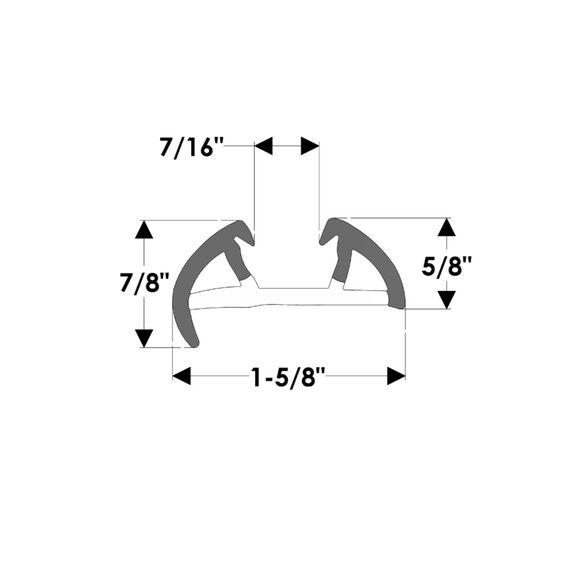 Semi-Rigid SuproFlex Rub Rail Kit with Flexible Vinyl Overlay Insert, 1 5/8" x 7/8" x 60', Black image number 1