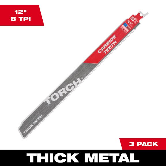 12" 8TPI The TORCH&trade; with Carbide Teeth SAWZALL&reg; Blades, 3 Pack image number 0