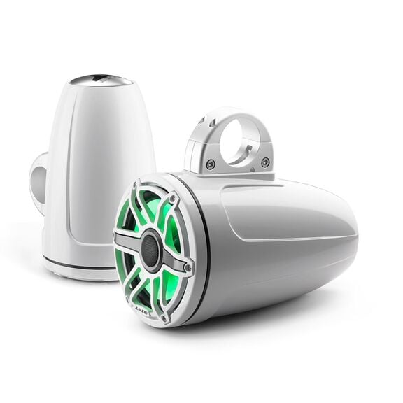 M6-770ETXv3-Gw-S-GwGw-i&nbsp;7.7" Enclosed Marine Coaxial Speaker System, Gloss White, White Sport Grille with RGB LED Lighting image number 1