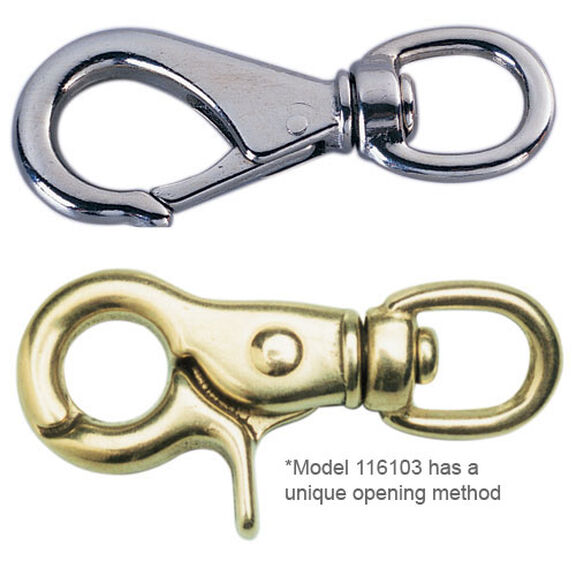 Swivel-Eye Snap, Bronze, 5/8" Eye ID, 3-1/4" Length, 5/16" Opening image number 0