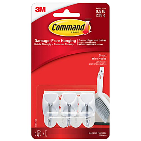 Command&trade; Small Wire Hooks,, 3 Hooks, 4 Strips/Pack image number 0