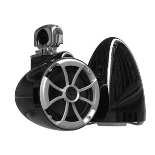 Wet Sounds ICON 8 Black V2 Series 8" Marine Tower Speakers with Stainless Steel Fixed Clamps (Pair)