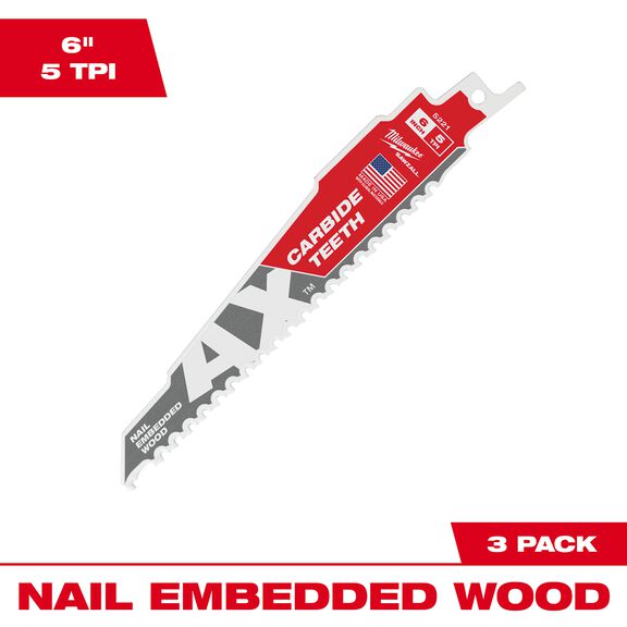 The Ax&trade; with Carbide Teeth SAWZALL&trade;&nbsp;Blade 6" 5T, 3 Pack image number 0