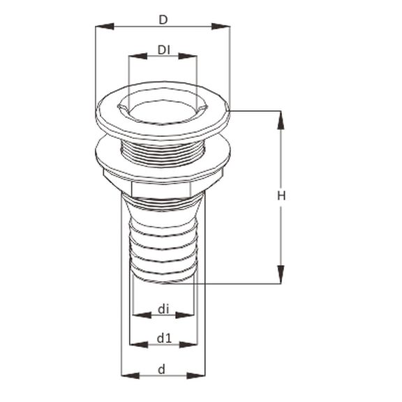 SEAFLO MARINE Thru Hull Fittings (Plastic) - 1-1/8" , White image number 1