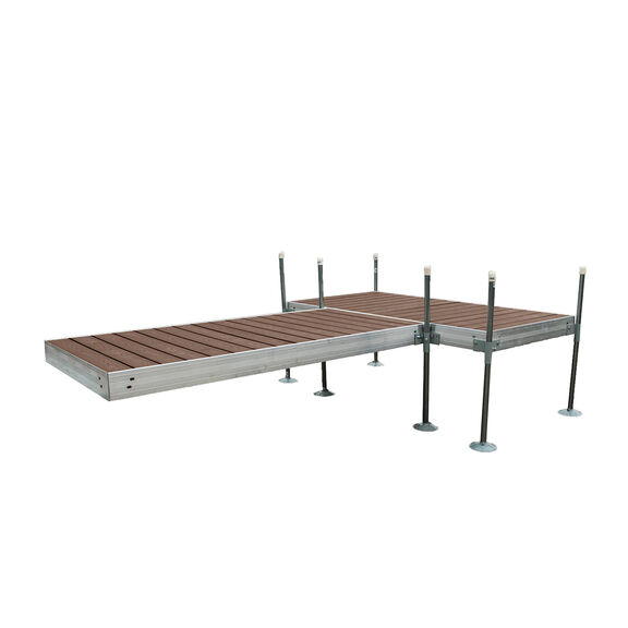 T-Shaped Aluminum Frame with Woodland Brown Decking Complete Dock Packages image number 1