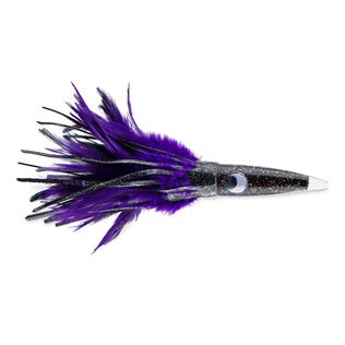 Wahoo Whacker Feather Lure, Black Foil/Purple Feather Skirt, 9"