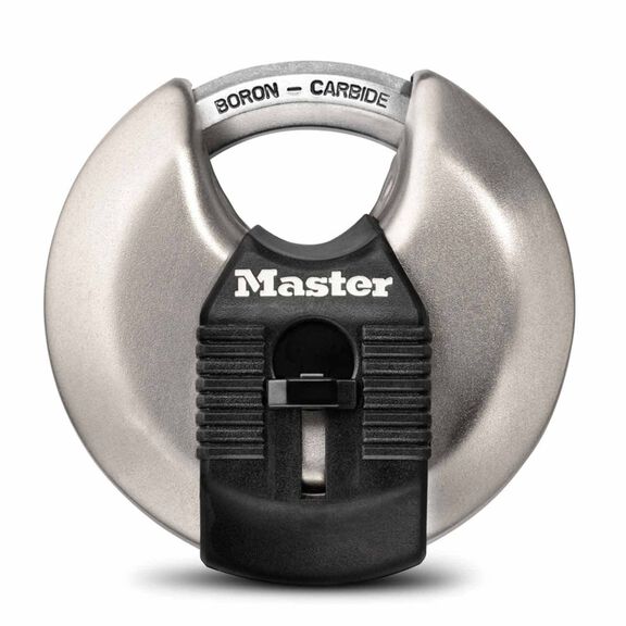 2 3/4" Wide Magnum Stainless Steel Discus Padlock with Shrouded Shackle image number 0