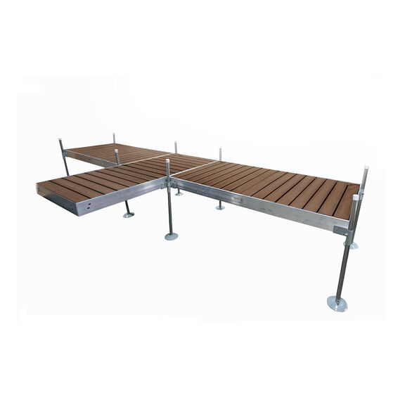 T-Shaped Aluminum Frame with Woodland Brown Decking Complete Dock Packages image number 0