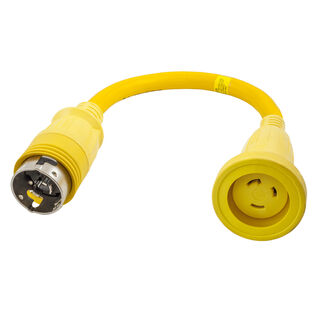 Hubbell Marine Adapter, Straight , 30A to 50A Straight  Blade, Yellow