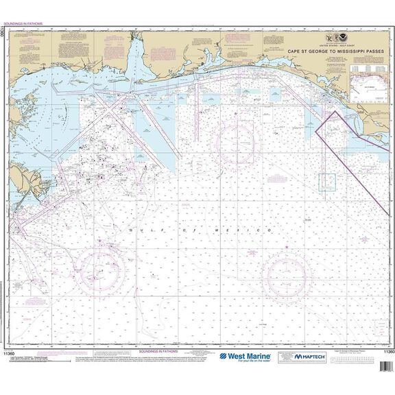 Maptech&reg; NOAA Recreational Waterproof Chart-Cape St. George to Mississippi Passes, 11360 image number 0