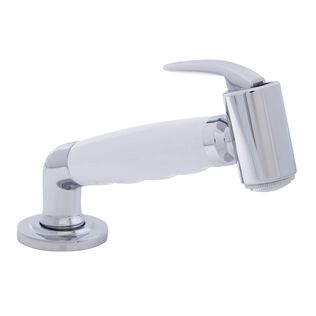 Deck-Mount Sprayer Hammer-Head Arctic White Sprayer w/Elbow, 6' Stainless Steel Hose, Low Profile Holder