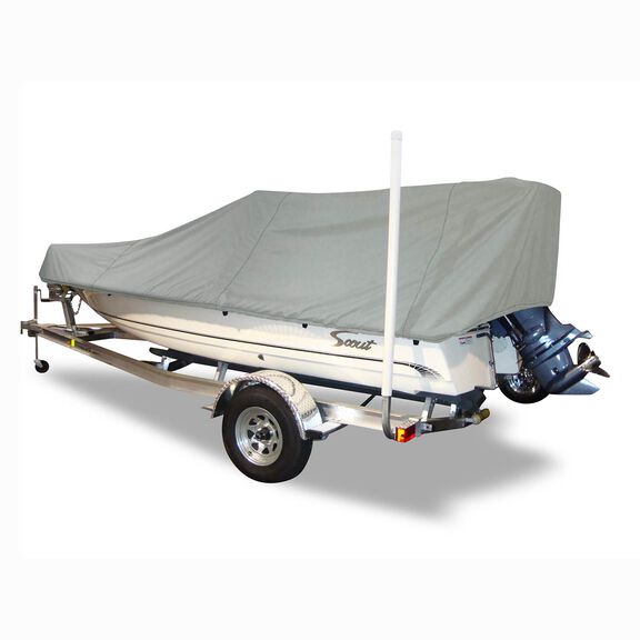 19'6" Styled-to-Fit Boat Cover for V-Hull Center Console Shallow Draft Fishing Boats with Poling Platform image number 0