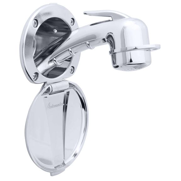Recessed Shower Chrome Cup & Lid, Small Chrome Sprayer, 6' Black Rubber Hose image number 0