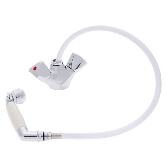 Trinidad Head/Shower Combo Faucet Classic Warm White Sprayer, 10' White Rubber Hose Chrome/Warm White image number 1