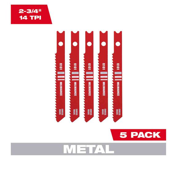 2-3/4" 14TPI U-Shank Metal High Speed Steel Jig Saw Blades, 5 Pack image number 0