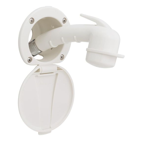 Recessed Shower Warm White Cup & Lid, Small Warm White Sprayer, 10' White Rubber Hose image number 0