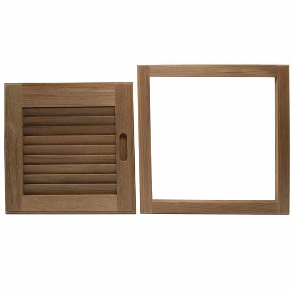 Right Hand Teak Louvered Door & Frame, 15" x 15" image number 2