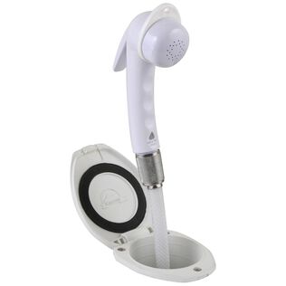 Marine Recessed/Transom Shower with White Composite Gasketed Container