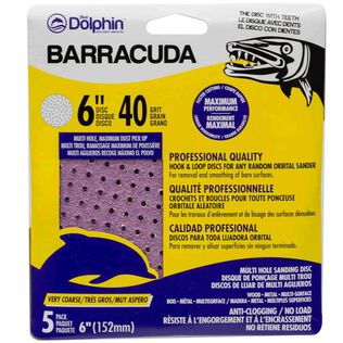 Barracuda 6" Pro Quality Sanding Discs, 40 Grit, 5-Pack