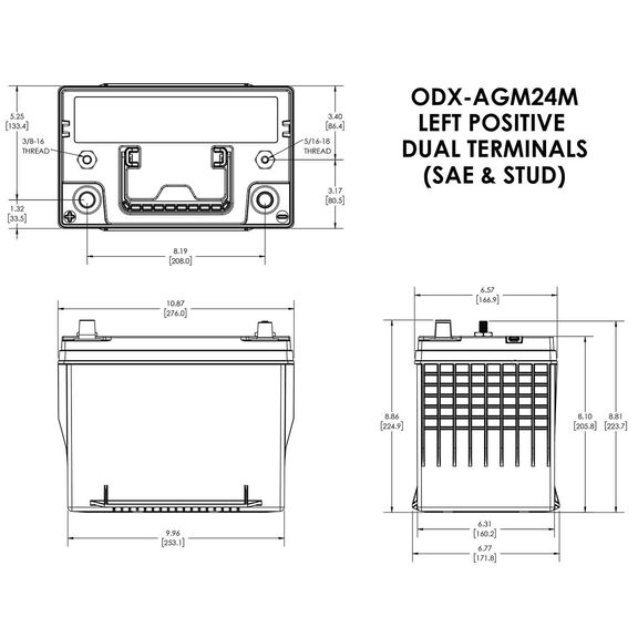 Odyssey Extreme Group 24 Dual Purpose Marine AGM Battery with Thin Plate Pure Lead Technology, 76 Amp Hours, 840 Cold Cranking Amps, 1000 Marine Cranking Amps, 160 Reserve Minutes image number 1
