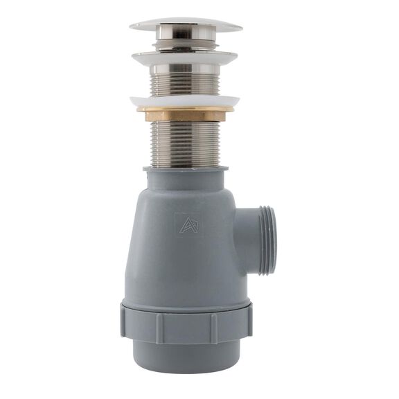 1-3/4" Drain, Touch Trap Sink Drain with Cover no Overflow, 1-1/4"-M Thread Brushed Nickel image number 1