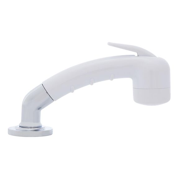 Deck-Mount Sprayer Small Arctic White Sprayer No Hook w/Elbow, 6' White Rubber Hose, Ultra-Low Profile Holder image number 2