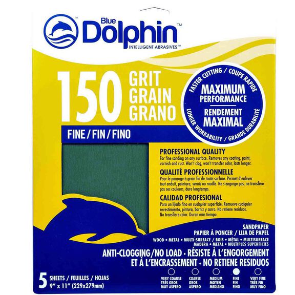 Pro Grade Sandpaper Sheets, 150 Grit, 5-Pack image number 0