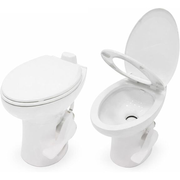 SEAFLO Porcelain RV Toilet Elongated Bowl 19in Residential Height Gravity Foot Pedal Soft Close image number 3
