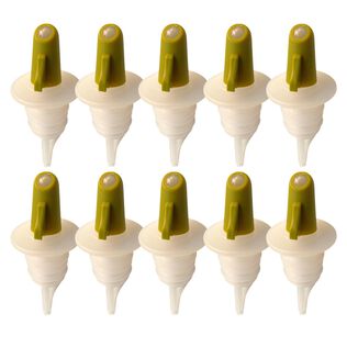 Pouro Oil & Vinegar Bottle Pourer, Twist to Open and Pour, Twist to Close and Store, 10-Pack, Green