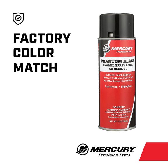 Mercury 8028781 Phantom Black Enamel Spray Paint for Mercury and MerCruiser, 12 oz. image number 3