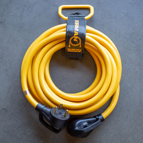 25' Heavy Duty TT-30P to TT-30R Power Cord With Storage Strap image number 1