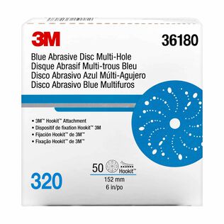 3M&trade; Hookit&trade; Blue Abrasive Disc, 6" x 320 Grit, Multi-hole, 50 Discs/Carton, 4 Cartons