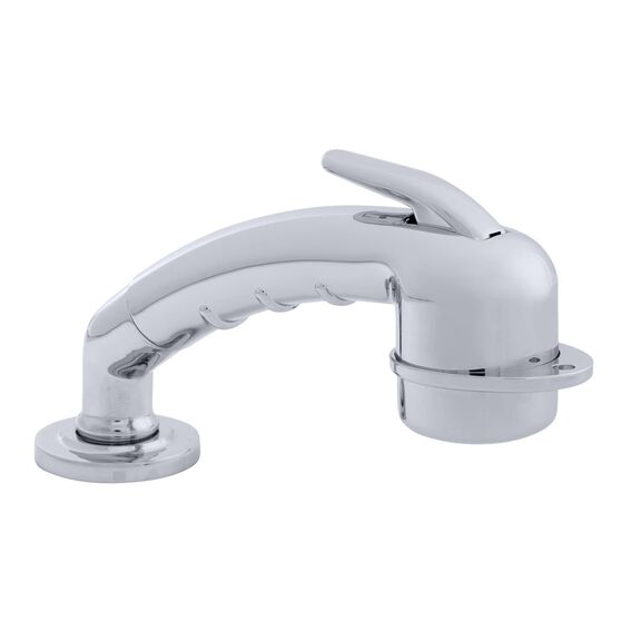 Deck-Mount Sprayer Small Chrome Sprayer w/Elbow, 6' White Rubber Hose, Ultra-Low Profile Holder image number 0