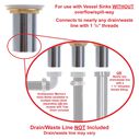 1-3/4" Drain, Touch Drain with Cover no Overflow, Straight, 1-1/4"-M Thread Brushed Nickel image number 5