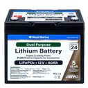 Group 24 Lithium Iron Phosphate Dual Purpose Battery, 12V 60Ah, ABYC Certified image number 0