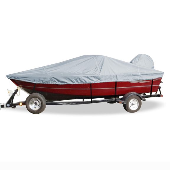 Styled-to-Fit Boat Cover for Narrow Aluminum V-Hull Fishing Boats with Walk-Thru Windshield image number 0