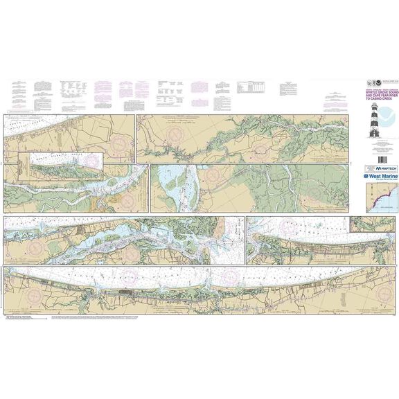 Maptech&reg; NOAA Recreational Waterproof Chart-Intracoastal Waterway Myrtle Grove Sound and Cape Fear River to Casino Creek, 11534 image number 0