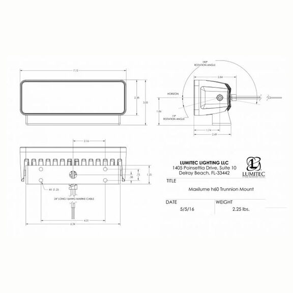 Maxillume h60 Trunnion Mount LED Floodlight, 6,000 Lumen, White Dimming, White Housing image number 4