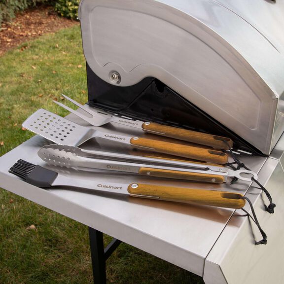 4-Piece Ash Wood Grill Tool Set image number 2