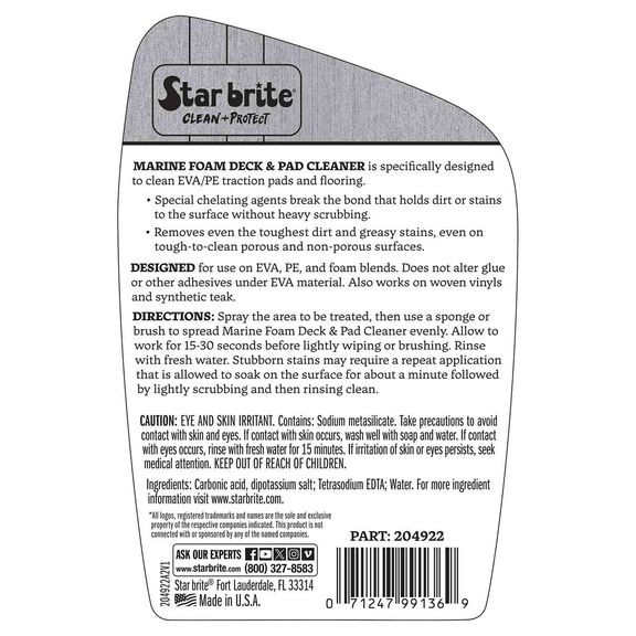 Marine Foam Deck+Pad Cleaner &ndash; Safe for EVA & PE, 22oz. image number 1
